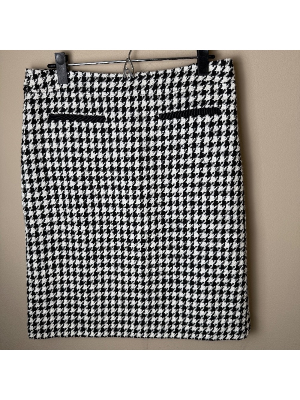 Talbots Houndstooth Tweed A-Line Skirt Womens 8 Black White Office Career Work